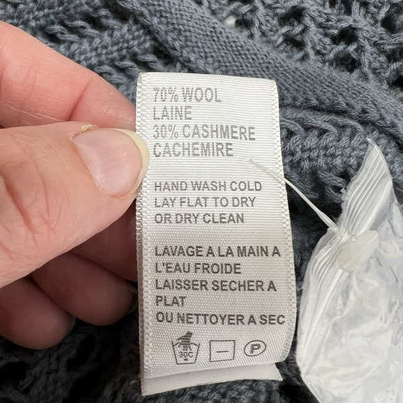 James Perse Blue Grey Size 2 Cashmere Wool Open Weave Sweater Short Sleeve - Picture 10 of 11